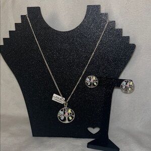 Sterling Silver Tree of Life Necklace and Earring Set